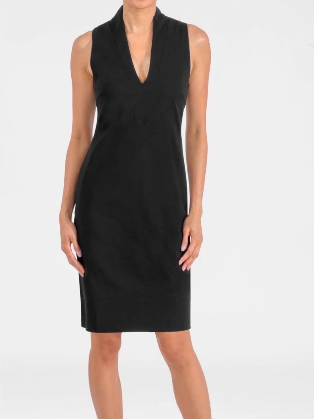 Gretchen Scott Designs Black Sleeveless V-Neck The Countess Dress - Solid